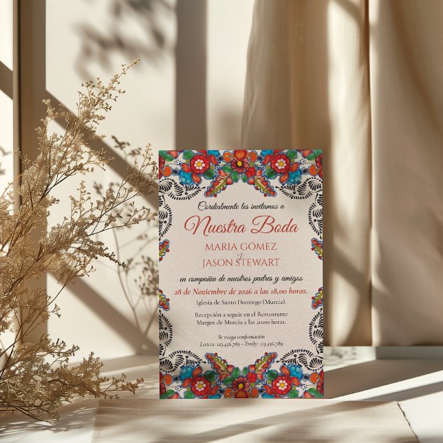Fiesta Colorful Flowers Botanical Spanish Wedding Invitation (Fiesta Colorful Flowers Botanical Spanish Wedding Invitation)