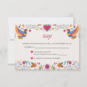 Fiesta Colorful Flowers Botanical Spanish Wedding RSVP Card