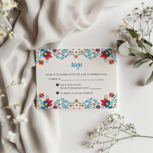 Fiesta Colourful Botanical Floral Spanish Wedding RSVP Card