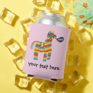 Fiesta Colourful Donkey Piñata says Hola CUSTOM   Can Cooler