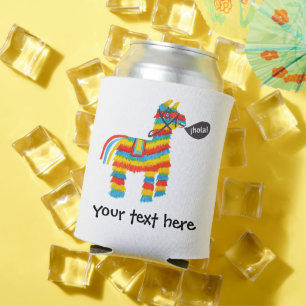 Fiesta Colourful Donkey Piñata says Hola CUSTOM Can Cooler