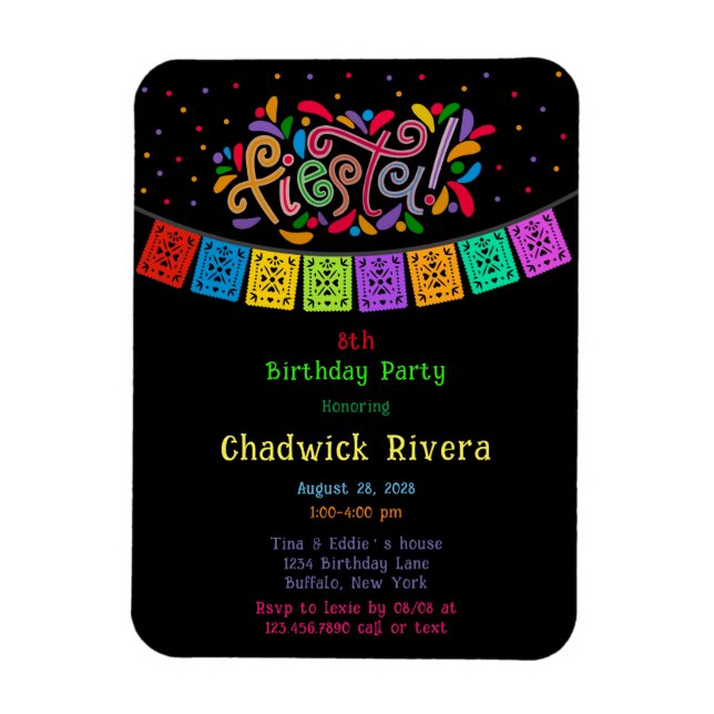 Fiesta Colourful Dots Flag Banner Birthday Party I Magnet (Vertical)