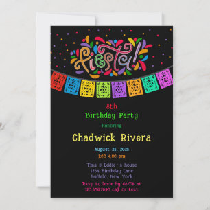 Fiesta Colourful Dots Flag Banner Birthday Party Invitation