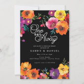 Fiesta Colourful Floral Black Rehearsal Dinner Invitation (Front)