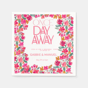 Fiesta Colourful Floral Black Rehearsal Dinner Napkin