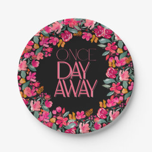 Fiesta Colourful Floral Black Rehearsal Dinner Paper Plate
