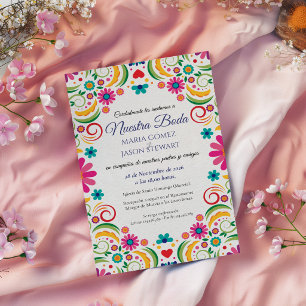 Fiesta Colourful Floral Botanical Spanish Wedding Invitation