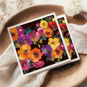 Fiesta Colourful Floral Mexican Rehearsal Dinner Napkin