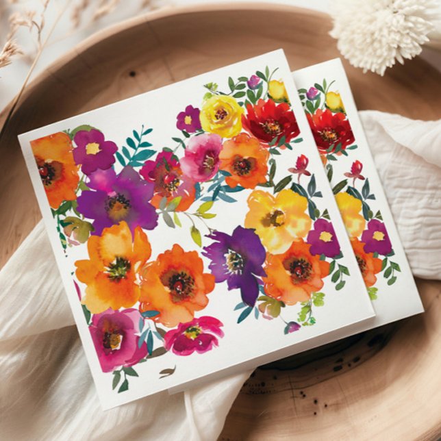 Fiesta Colourful Floral Mexican Rehearsal Dinner Napkin (Creator Uploaded)
