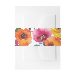 Fiesta Colourful Floral Rehearsal Dinner Invitation Belly Band