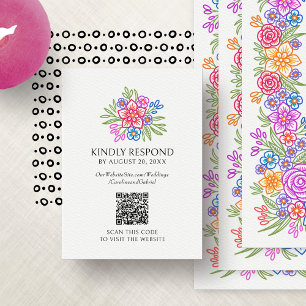 Fiesta Colourful RSVP QR Code Wedding Enclosure Card