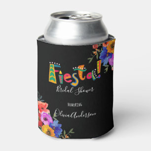 Fiesta Colourful Watercolor Floral Bridal Shower Can Cooler