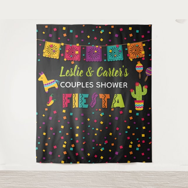 Fiesta Couples Shower Backdrop - Piñata Tapestry (Front)
