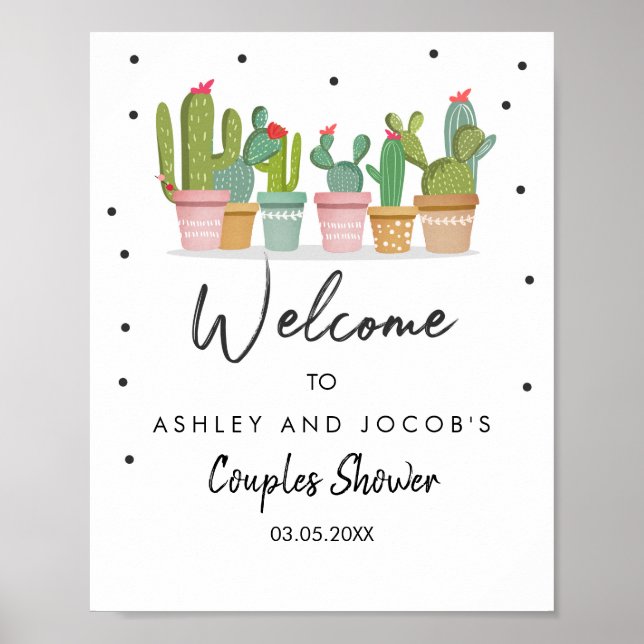 Fiesta Couples shower Cactus Bridal Welcome Sign (Front)