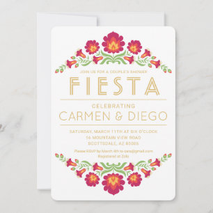 Fiesta Couples Shower Invitation, Red Floral Invitation