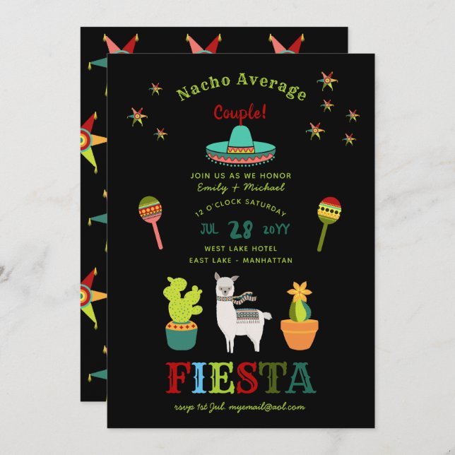 FIESTA COUPLES SHOWER Nacho Average Couple FUN Invitation (Front/Back)