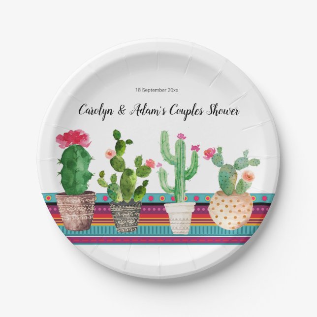 Fiesta Couples Shower Party Paper Plates (Front)