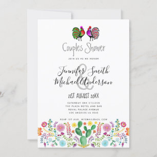 Fiesta Couples Showers Folk Art Flowers Invitation