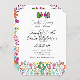 Fiesta Couples Showers Folk Art Flowers Invitation