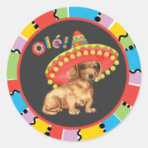 Fiesta Dachshund Classic Round Sticker