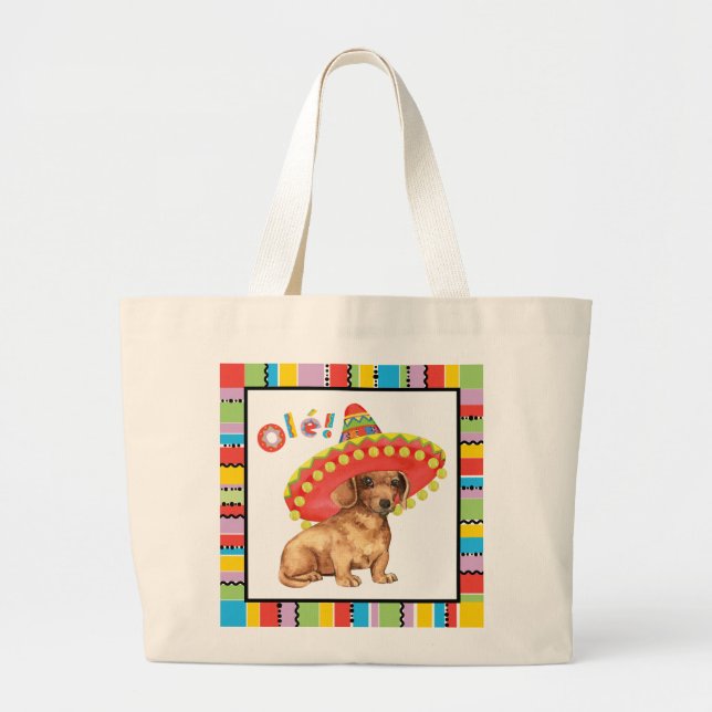Fiesta Dachshund Large Tote Bag (Front)