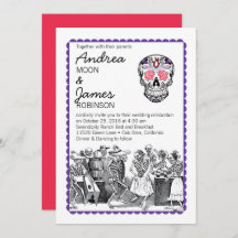 Fiesta Dancing Skeletons Skull Wedding Invitations