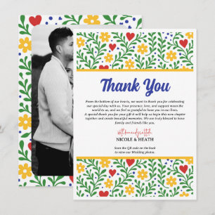 Fiesta de Amor Bold Colourful Floral Thank You Invitation