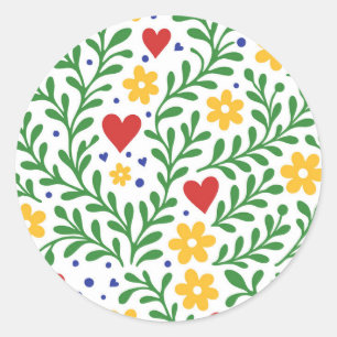 Fiesta de Amor Bold Colourful Floral Wedding Classic Round Sticker