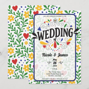 Fiesta de Amor Bold Colourful Floral Wedding Invitation