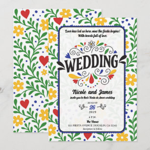 Fiesta de Amor Bold Colourful Floral Wedding Invitation