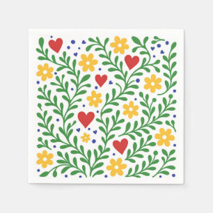Fiesta de Amor Bold Colourful Floral Wedding Napkin