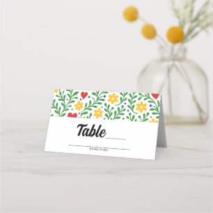 Fiesta de Amor Bold Colourful Floral Wedding Place Card