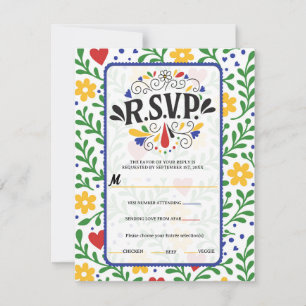 Fiesta de Amor Bold Colourful Floral Wedding RSVP Invitation