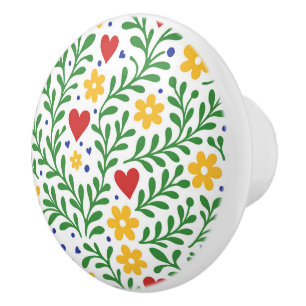 Fiesta de Amor Fun Bold Colourful Floral  Ceramic Knob