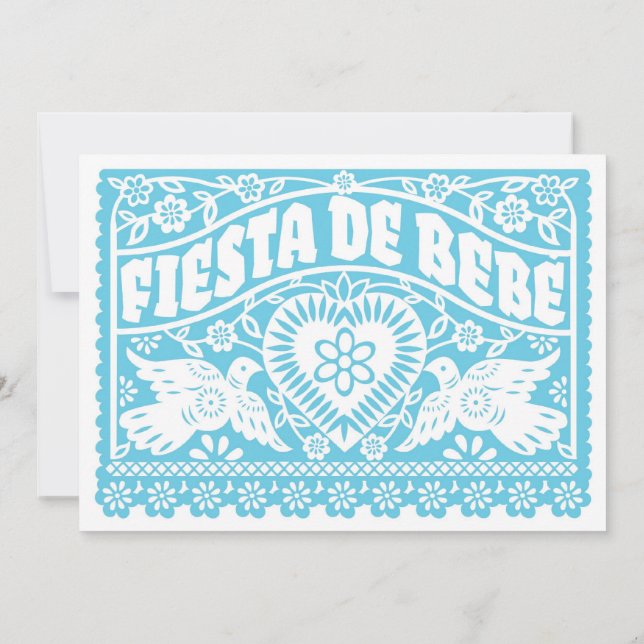 Fiesta de Bebe Blue Love Birds Baby Shower Invitation (Back)