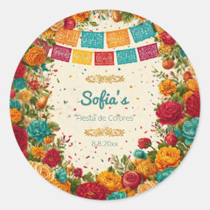 Fiesta de Colores Quinceanera, custom Classic Round Sticker