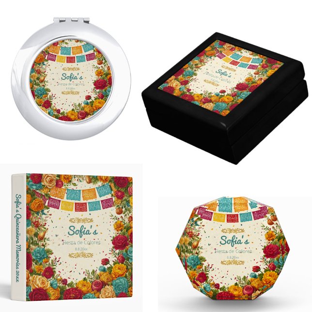 Fiesta de Colores Quinceanera, custom Round Cushion (Creator Uploaded)