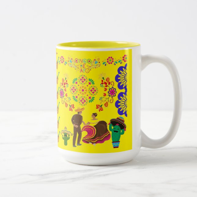 Fiesta de Colours  yellow Two-Tone Coffee Mug (Right)