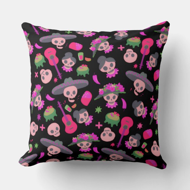 Fiesta De Los Muertos Throw Pillow (Front)