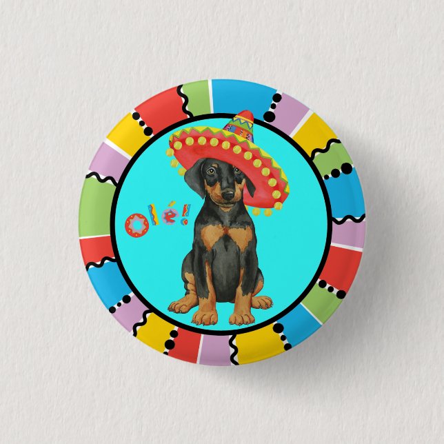 Fiesta Doberman Pinscher Button (Front)