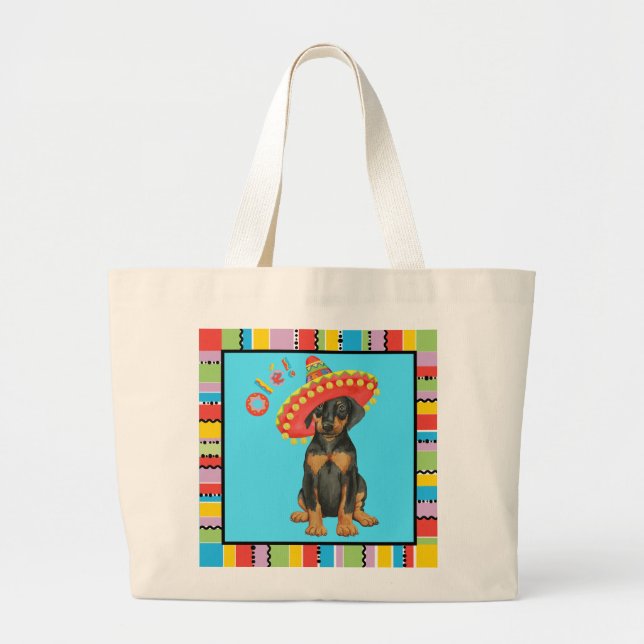 Fiesta Doberman Pinscher Large Tote Bag (Front)