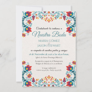 Fiesta Elegant Colorful Floral Spanish Wedding Invitation