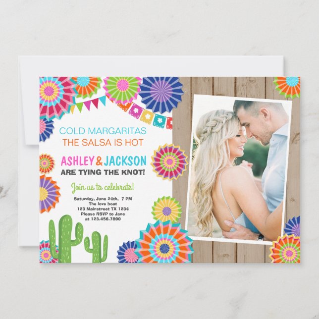 Fiesta Engagement Party Invitation Mexican Cactus (Front)