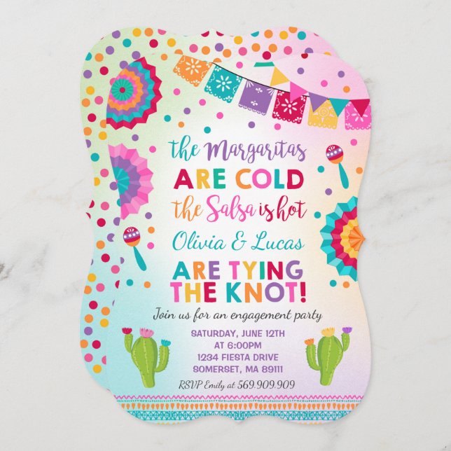 Fiesta Engagement Party Invitation Mexican Party (Front/Back)