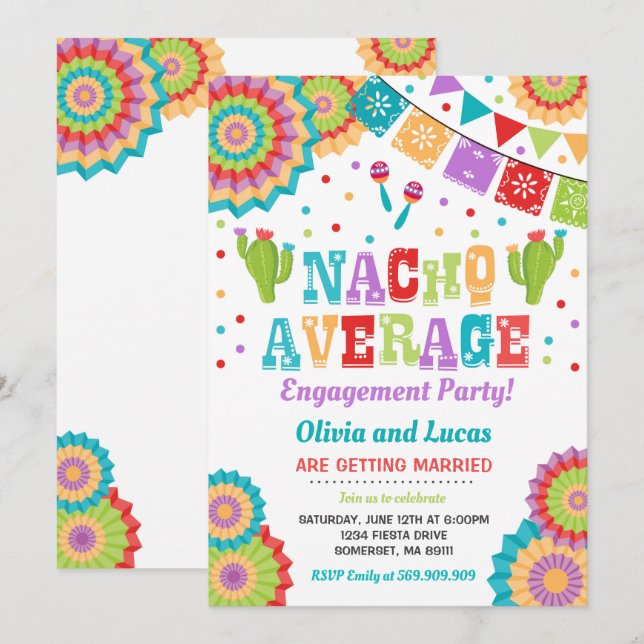 Fiesta Engagement Party Invite Nacho Average Party (Front/Back)