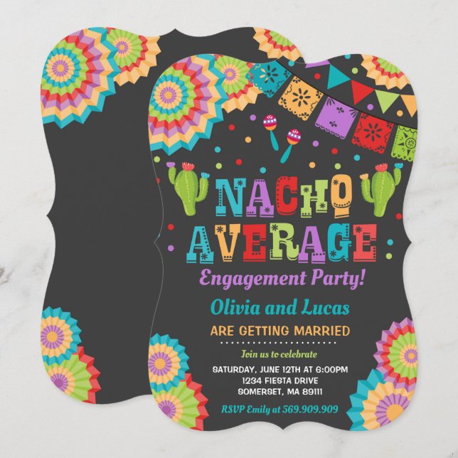 Fiesta Engagement Party Invite Nacho Average Party (Front/Back)