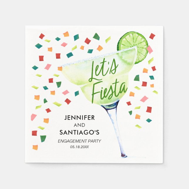 Fiesta Engagement Party Paper Napkin (Front)