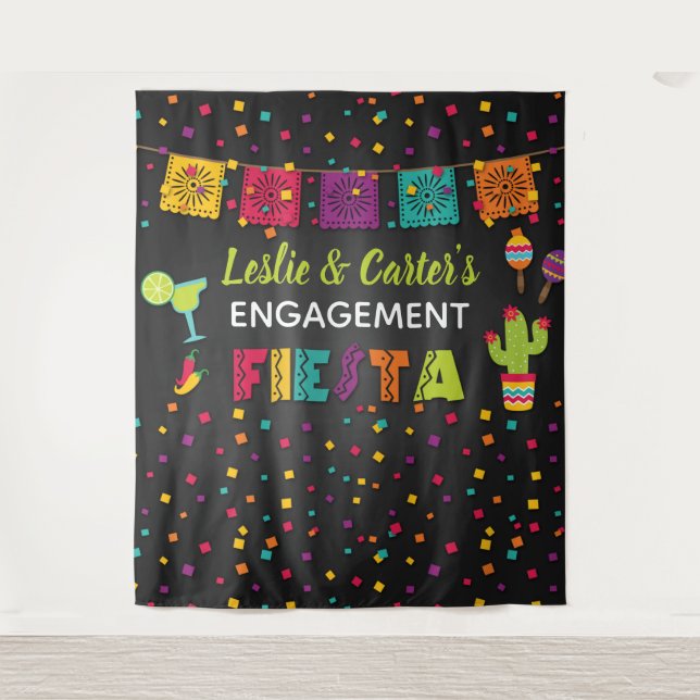 Fiesta Engagement Shower Backdrop Tapestry (Front)