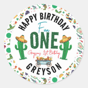 Fiesta First 1st Birthday Party Classic Round Sticker