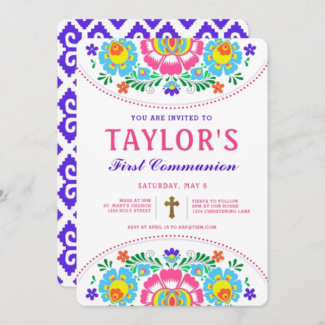 Fiesta First Communion Invitation (Front/Back)